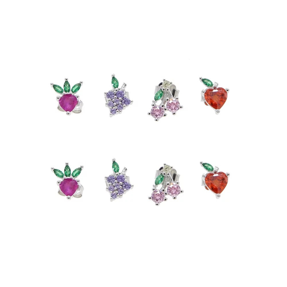 Silver fruits earrrings