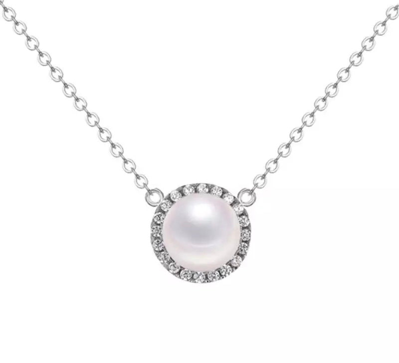 Silver necklace Pearl