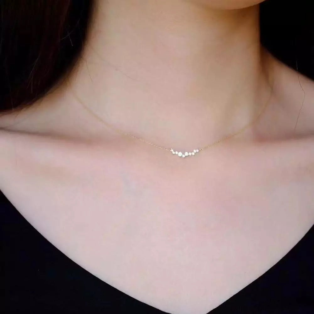 Long Diamond Smile 18k Necklace