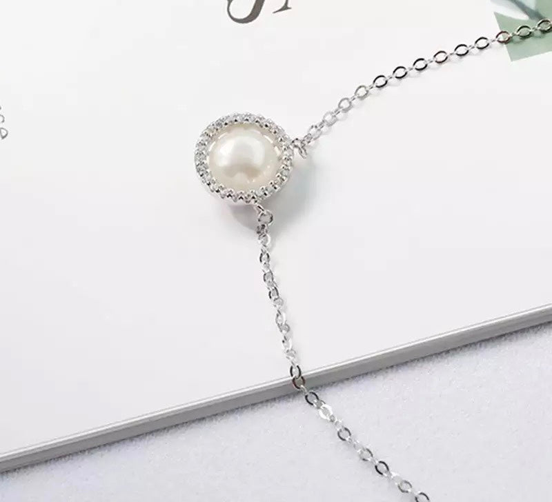 Silver necklace Pearl